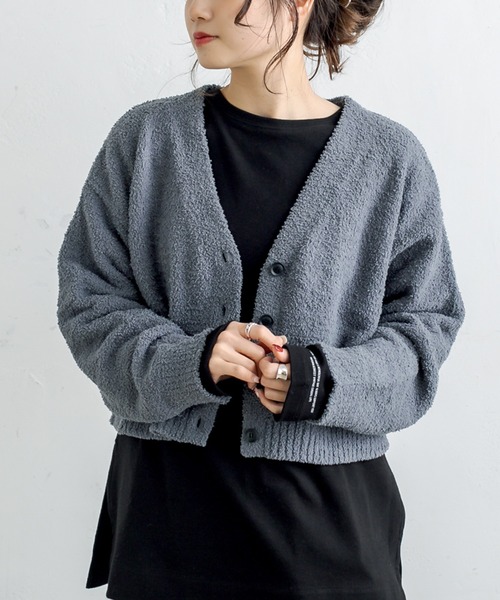 PUAL CE CIN（ピュアルセシン）の「モール糸ショートカーディガン（カーディガン/ボレロ・レディース・グレー/ブルー/ライトベージュ・FREE）」の13枚目の写真