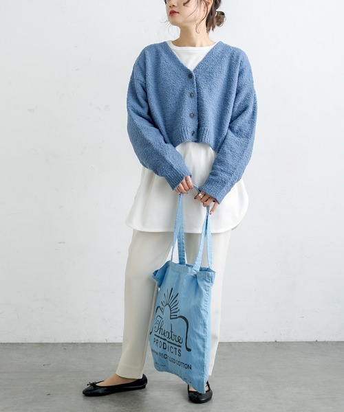 PUAL CE CIN（ピュアルセシン）の「モール糸ショートカーディガン（カーディガン/ボレロ・レディース・グレー/ブルー/ライトベージュ・FREE）」の11枚目の写真