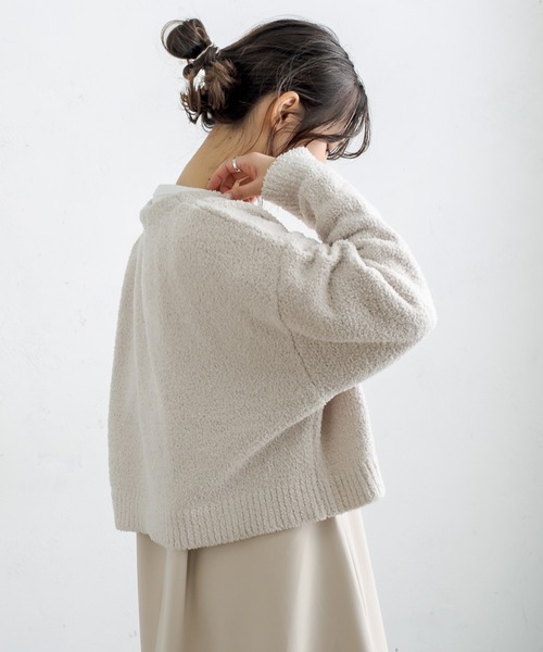 PUAL CE CIN（ピュアルセシン）の「モール糸ショートカーディガン（カーディガン/ボレロ・レディース・グレー/ブルー/ライトベージュ・FREE）」の5枚目の写真