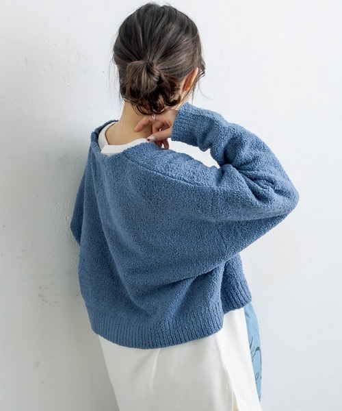 PUAL CE CIN（ピュアルセシン）の「モール糸ショートカーディガン（カーディガン/ボレロ・レディース・グレー/ブルー/ライトベージュ・FREE）」の10枚目の写真