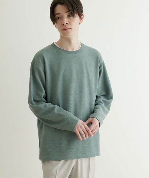 JUNRED（ジュンレッド）の「【 半袖＋長袖 】鹿の子アンサンブルカットソー（アンサンブル・メンズ・モスグリーン/ブルー/ベージュ・M/L/LL）」の3枚目の写真