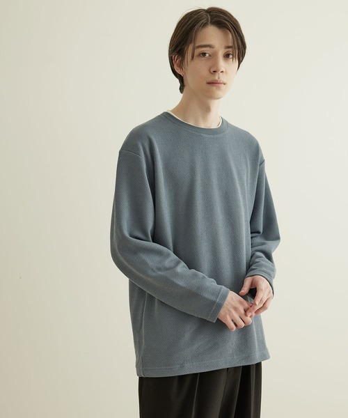 JUNRED（ジュンレッド）の「【 半袖＋長袖 】鹿の子アンサンブルカットソー（アンサンブル・メンズ・モスグリーン/ブルー/ベージュ・M/L/LL）」の21枚目の写真