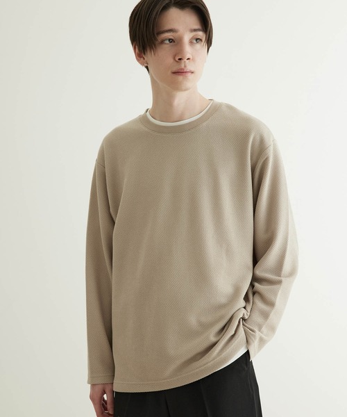JUNRED（ジュンレッド）の「【 半袖＋長袖 】鹿の子アンサンブルカットソー（アンサンブル・メンズ・モスグリーン/ブルー/ベージュ・M/L/LL）」の5枚目の写真