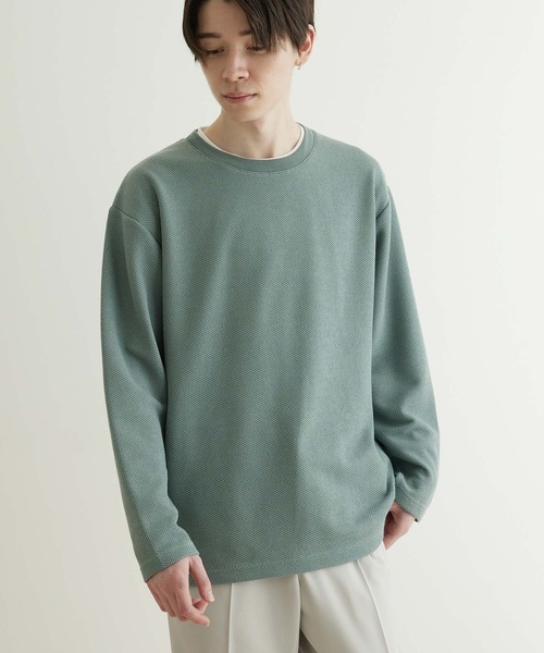 JUNRED（ジュンレッド）の「【 半袖＋長袖 】鹿の子アンサンブルカットソー（アンサンブル・メンズ・モスグリーン/ブルー/ベージュ・M/L/LL）」の6枚目の写真