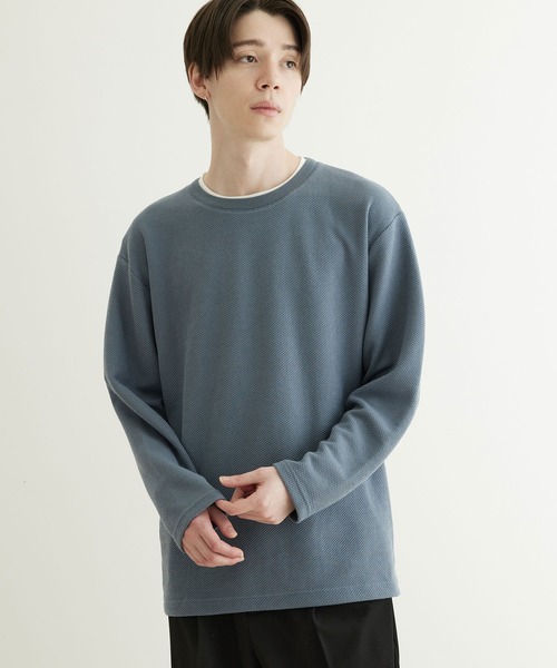 JUNRED（ジュンレッド）の「【 半袖＋長袖 】鹿の子アンサンブルカットソー（アンサンブル・メンズ・モスグリーン/ブルー/ベージュ・M/L/LL）」の9枚目の写真