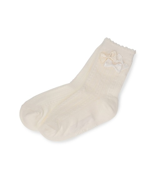 ROPE' PICNIC（ロペピクニック）の「【KIDS】サイドリボンショートソックス（ソックス/靴下・キッズ・ブラック/ホワイト・M/L）」の2枚目の写真