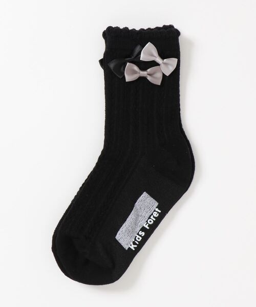 ROPE' PICNIC（ロペピクニック）の「【KIDS】サイドリボンショートソックス（ソックス/靴下・キッズ・ブラック/ホワイト・M/L）」の10枚目の写真