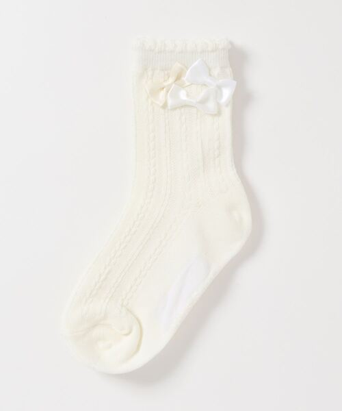 ROPE' PICNIC（ロペピクニック）の「【KIDS】サイドリボンショートソックス（ソックス/靴下・キッズ・ブラック/ホワイト・M/L）」の8枚目の写真
