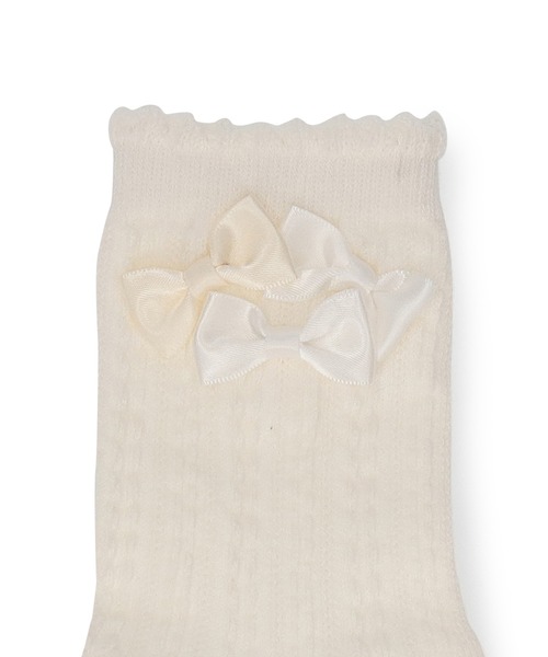 ROPE' PICNIC（ロペピクニック）の「【KIDS】サイドリボンショートソックス（ソックス/靴下・キッズ・ブラック/ホワイト・M/L）」の7枚目の写真