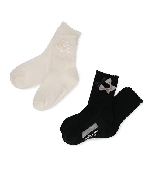 ROPE' PICNIC（ロペピクニック）の「【KIDS】サイドリボンショートソックス（ソックス/靴下・キッズ・ブラック/ホワイト・M/L）」の12枚目の写真