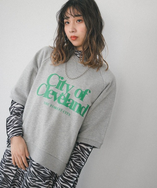 PBLIM(ページボーイリム)の「【PAGEBOYLIM】ハンソデラグランスウェット(Tシャツ/カットソー・レディース・杢グレー/ネイビー・MEDIUM/LARGE)」の2枚目の写真