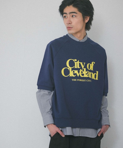 PBLIM(ページボーイリム)の「【PAGEBOYLIM】ハンソデラグランスウェット(Tシャツ/カットソー・レディース・杢グレー/ネイビー・MEDIUM/LARGE)」の1枚目の写真