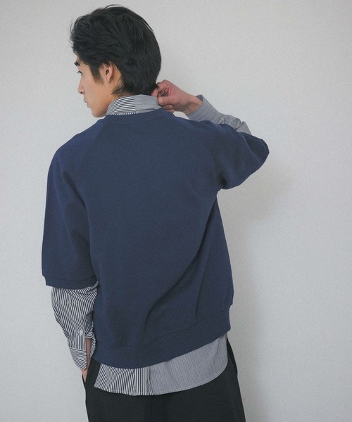 PBLIM(ページボーイリム)の「【PAGEBOYLIM】ハンソデラグランスウェット(Tシャツ/カットソー・レディース・杢グレー/ネイビー・MEDIUM/LARGE)」の4枚目の写真