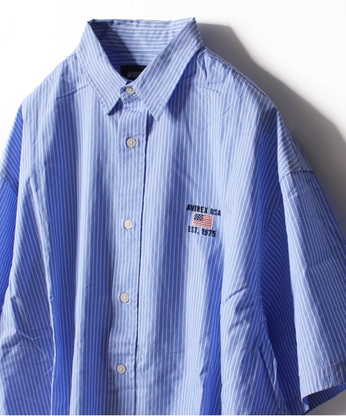 AVIREX（アヴィレックス）の「【WEB&DEPOT限定】ワイド オックスフォード 半袖シャツ/ S/S WIDE OXFORD SHIRT / アヴィレックス / AVIREX（シャツ/ブラウス・メンズ・ホワイト/ネイビー/ライトブルー/サックスブルー/レモンイエロー・MEDIUM/LARGE/X-LARGE）」の14枚目の写真