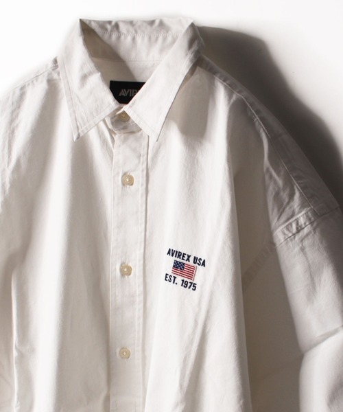 AVIREX（アヴィレックス）の「【WEB&DEPOT限定】ワイド オックスフォード 半袖シャツ/ S/S WIDE OXFORD SHIRT / アヴィレックス / AVIREX（シャツ/ブラウス・メンズ・ホワイト/ネイビー/ライトブルー/サックスブルー/レモンイエロー・MEDIUM/LARGE/X-LARGE）」の7枚目の写真