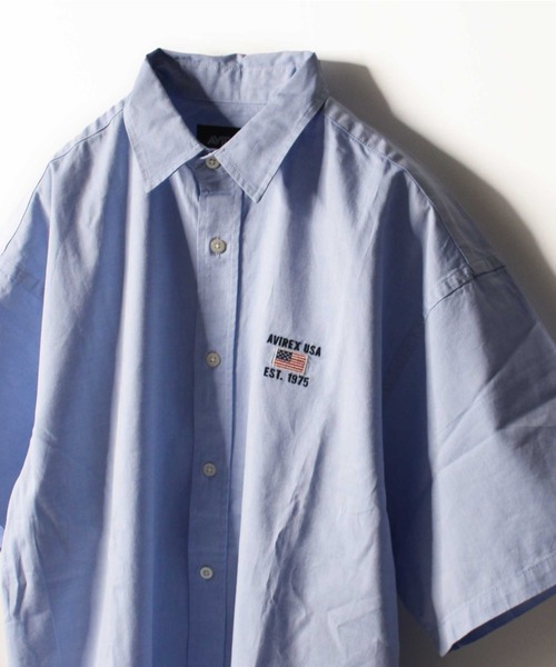 AVIREX（アヴィレックス）の「【WEB&DEPOT限定】ワイド オックスフォード 半袖シャツ/ S/S WIDE OXFORD SHIRT / アヴィレックス / AVIREX（シャツ/ブラウス・メンズ・ホワイト/ネイビー/ライトブルー/サックスブルー/レモンイエロー・MEDIUM/LARGE/X-LARGE）」の10枚目の写真