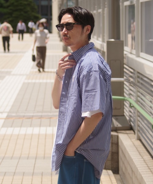 AVIREX（アヴィレックス）の「【WEB&DEPOT限定】ワイド オックスフォード 半袖シャツ/ S/S WIDE OXFORD SHIRT / アヴィレックス / AVIREX（シャツ/ブラウス・メンズ・ホワイト/ネイビー/ライトブルー/サックスブルー/レモンイエロー・MEDIUM/LARGE/X-LARGE）」の20枚目の写真