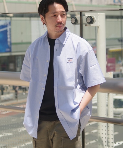 AVIREX（アヴィレックス）の「【WEB&DEPOT限定】ワイド オックスフォード 半袖シャツ/ S/S WIDE OXFORD SHIRT / アヴィレックス / AVIREX（シャツ/ブラウス・メンズ・ホワイト/ネイビー/ライトブルー/サックスブルー/レモンイエロー・MEDIUM/LARGE/X-LARGE）」の21枚目の写真