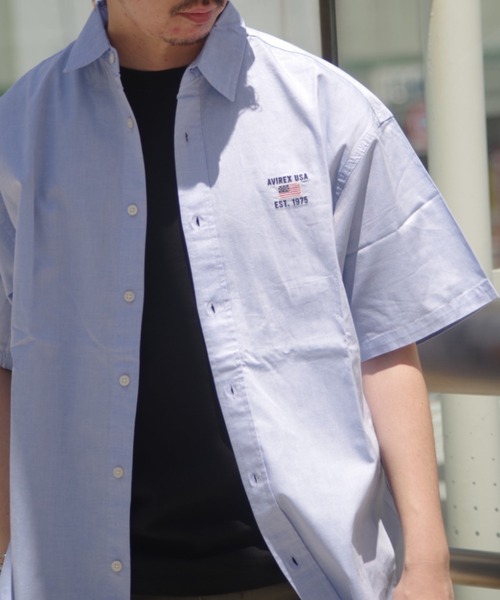 AVIREX（アヴィレックス）の「【WEB&DEPOT限定】ワイド オックスフォード 半袖シャツ/ S/S WIDE OXFORD SHIRT / アヴィレックス / AVIREX（シャツ/ブラウス・メンズ・ホワイト/ネイビー/ライトブルー/サックスブルー/レモンイエロー・MEDIUM/LARGE/X-LARGE）」の22枚目の写真