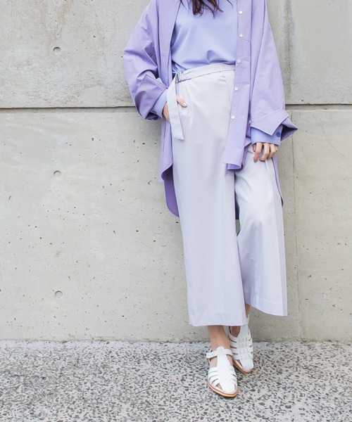 socolla（ソコラ）の「【2022SS叶えるシリーズ】MIRANDAサイドプリーツワイドパンツ（その他パンツ・レディース・ブラック/パープル/オフホワイト・S/M）」の5枚目の写真