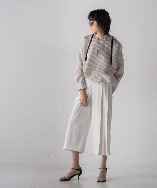 socolla（ソコラ）の「【2022SS叶えるシリーズ】MIRANDAサイドプリーツワイドパンツ（その他パンツ・レディース・ブラック/パープル/オフホワイト・S/M）」の8枚目の写真