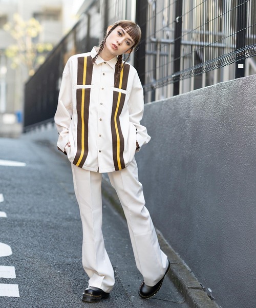 X-girl（エックスガール）の「LOOSE FLARE PANTS/ルーズシルエット　きれいめフレアパンツ/イージーパンツ（その他パンツ・レディース・ホワイト/ピンク/ブラック・S/M/XS）」の4枚目の写真