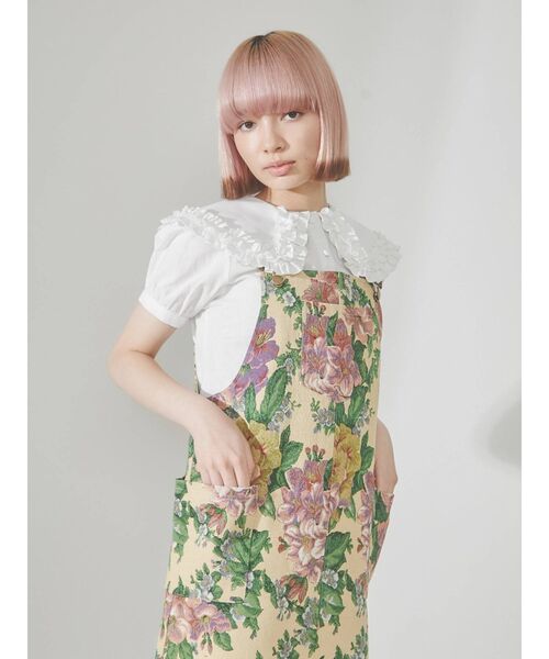 merry jenny(メリージェニー)の「flowerジャガードジャンスカ(ジャンパースカート・レディース・ブラウン/ベージュ・FREE)」の4枚目の写真