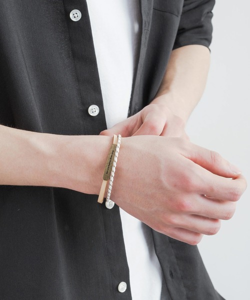 Rocky Monroe(ロッキーモンロー)の「本革プレート編み込み2連レザーブレスレット(ブレスレット・メンズ・ホワイト/ブラック/ブラウン・FREE)」の11枚目の写真