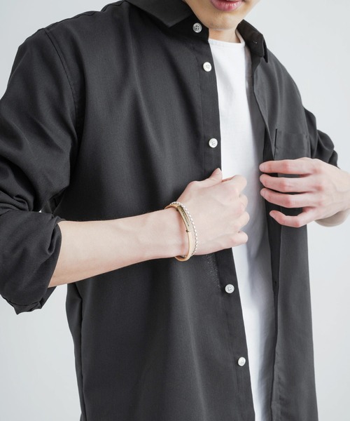 Rocky Monroe(ロッキーモンロー)の「本革プレート編み込み2連レザーブレスレット(ブレスレット・メンズ・ホワイト/ブラック/ブラウン・FREE)」の18枚目の写真