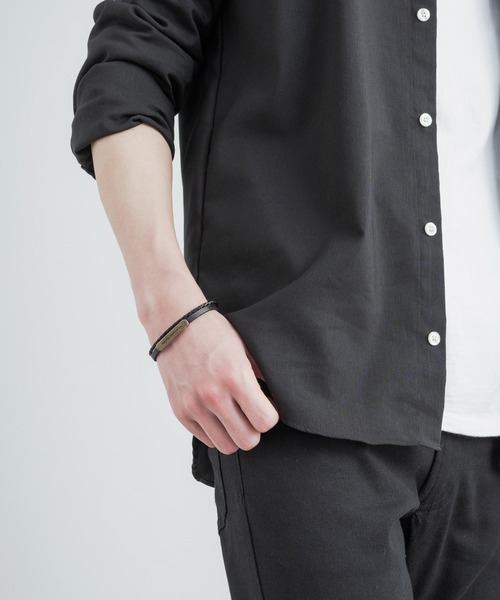 Rocky Monroe(ロッキーモンロー)の「本革プレート編み込み2連レザーブレスレット(ブレスレット・メンズ・ホワイト/ブラック/ブラウン・FREE)」の21枚目の写真