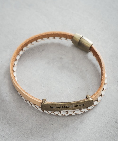 Rocky Monroe(ロッキーモンロー)の「本革プレート編み込み2連レザーブレスレット(ブレスレット・メンズ・ホワイト/ブラック/ブラウン・FREE)」の13枚目の写真