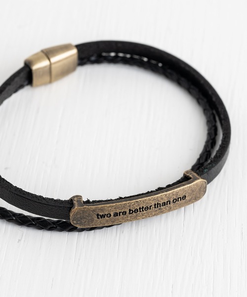 Rocky Monroe(ロッキーモンロー)の「本革プレート編み込み2連レザーブレスレット(ブレスレット・メンズ・ホワイト/ブラック/ブラウン・FREE)」の10枚目の写真