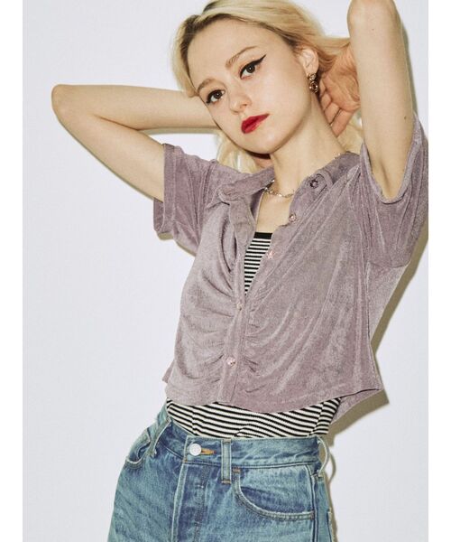 jouetie（ジュエティ）の「ギャザートップス（シャツ/ブラウス・レディース・ブラック/パープル/ブルー・MEDIUM）」の3枚目の写真