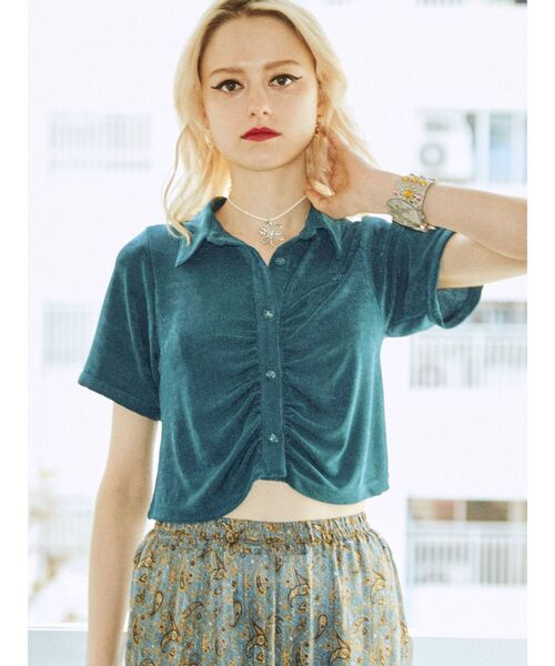 jouetie（ジュエティ）の「ギャザートップス（シャツ/ブラウス・レディース・ブラック/パープル/ブルー・MEDIUM）」の5枚目の写真