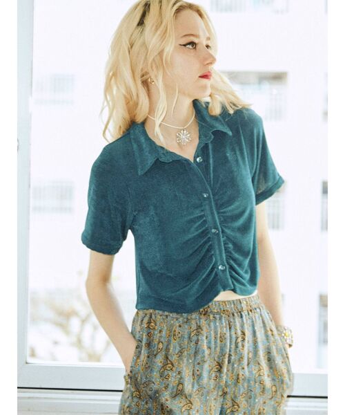 jouetie（ジュエティ）の「ギャザートップス（シャツ/ブラウス・レディース・ブラック/パープル/ブルー・MEDIUM）」の7枚目の写真