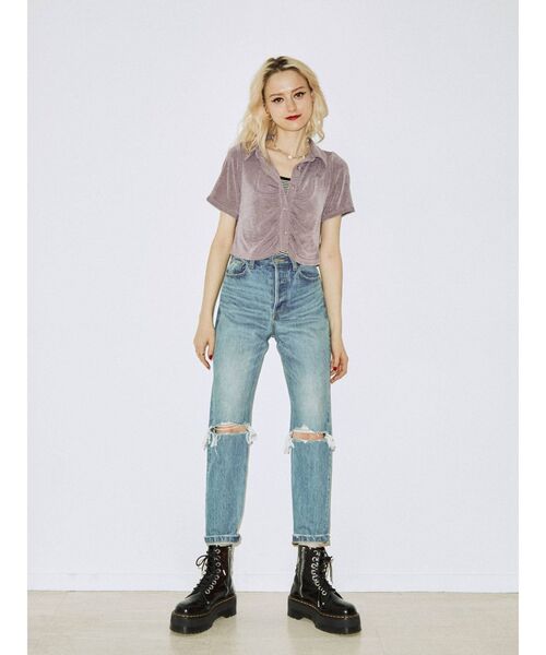 jouetie（ジュエティ）の「ギャザートップス（シャツ/ブラウス・レディース・ブラック/パープル/ブルー・MEDIUM）」の19枚目の写真