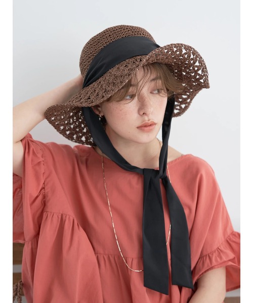 earth music&ecology（アースミュージックアンドエコロジー）の「クロシェハット（ハット・レディース・ナチュラル/ブラウン・FREE）」の7枚目の写真