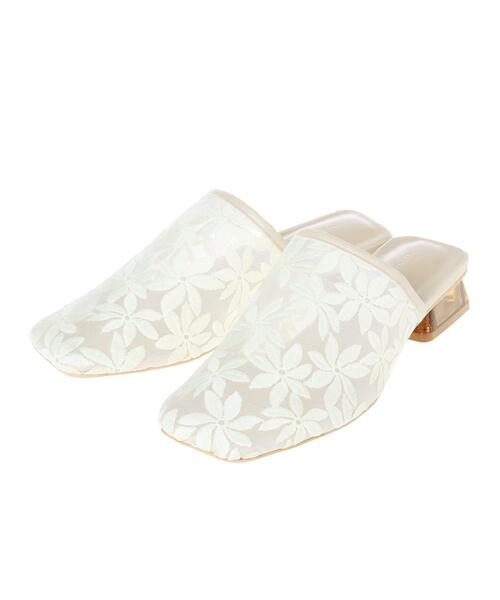 INGNI（イング）の「スクエアトゥチュールサンダル（サンダル・レディース・ブラック/オフホワイト/アイボリー・L/M）」の4枚目の写真