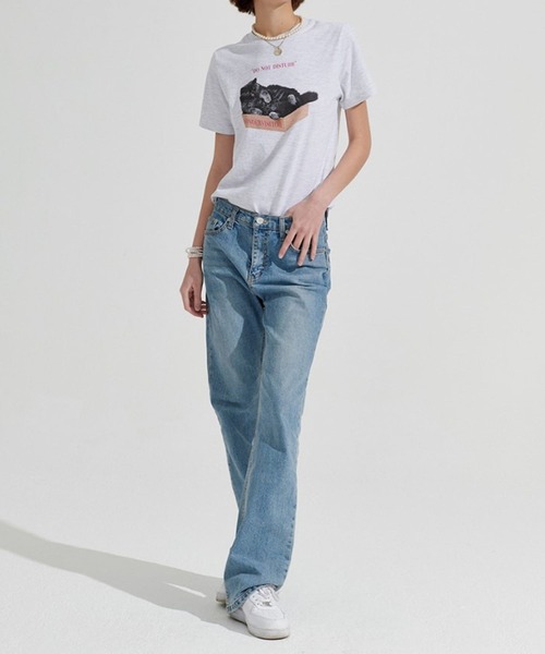 WONDER VISITOR(ワンダービジター)の「WONDER VISITOR/BoxCat T 2276918(Tシャツ/カットソー・レディース・ホワイト/ライトグレー・FREE)」の6枚目の写真