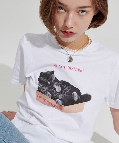 WONDER VISITOR(ワンダービジター)の「WONDER VISITOR/BoxCat T 2276918(Tシャツ/カットソー・レディース・ホワイト/ライトグレー・FREE)」の10枚目の写真