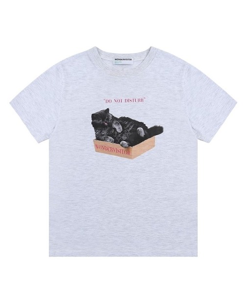 WONDER VISITOR(ワンダービジター)の「WONDER VISITOR/BoxCat T 2276918(Tシャツ/カットソー・レディース・ホワイト/ライトグレー・FREE)」の7枚目の写真