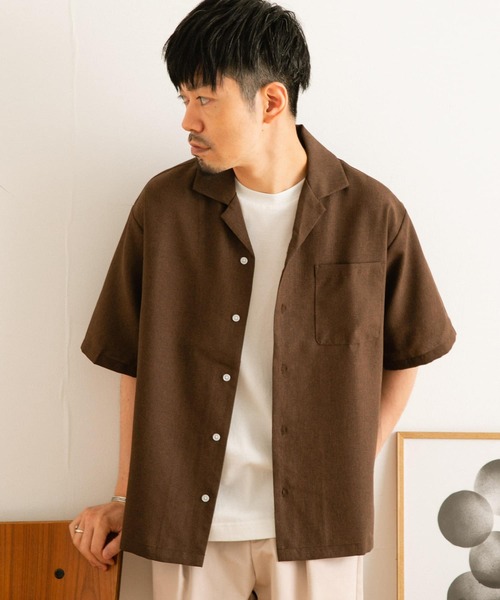 ITEMS URBANRESEARCH（アイテムズ アーバンリサーチ）の「イージーケア オープンカラー半袖トロシャツ（シャツ/ブラウス・メンズ・チャコールグレー/ダークブラウン/ベージュ/パープル・MEDIUM/LARGE）」の5枚目の写真