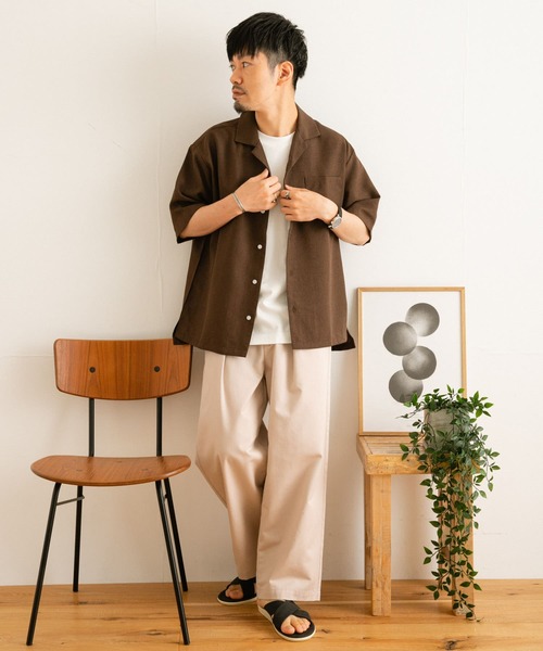 ITEMS URBANRESEARCH（アイテムズ アーバンリサーチ）の「イージーケア オープンカラー半袖トロシャツ（シャツ/ブラウス・メンズ・チャコールグレー/ダークブラウン/ベージュ/パープル・MEDIUM/LARGE）」の11枚目の写真