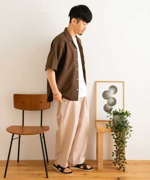 ITEMS URBANRESEARCH（アイテムズ アーバンリサーチ）の「イージーケア オープンカラー半袖トロシャツ（シャツ/ブラウス・メンズ・チャコールグレー/ダークブラウン/ベージュ/パープル・MEDIUM/LARGE）」の12枚目の写真