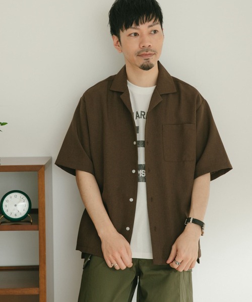 ITEMS URBANRESEARCH（アイテムズ アーバンリサーチ）の「イージーケア オープンカラー半袖トロシャツ（シャツ/ブラウス・メンズ・チャコールグレー/ダークブラウン/ベージュ/パープル・MEDIUM/LARGE）」の13枚目の写真