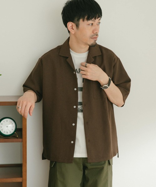 ITEMS URBANRESEARCH（アイテムズ アーバンリサーチ）の「イージーケア オープンカラー半袖トロシャツ（シャツ/ブラウス・メンズ・チャコールグレー/ダークブラウン/ベージュ/パープル・MEDIUM/LARGE）」の14枚目の写真