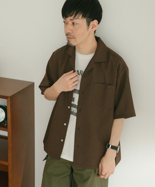 ITEMS URBANRESEARCH（アイテムズ アーバンリサーチ）の「イージーケア オープンカラー半袖トロシャツ（シャツ/ブラウス・メンズ・チャコールグレー/ダークブラウン/ベージュ/パープル・MEDIUM/LARGE）」の15枚目の写真