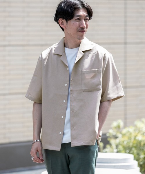 ITEMS URBANRESEARCH（アイテムズ アーバンリサーチ）の「イージーケア オープンカラー半袖トロシャツ（シャツ/ブラウス・メンズ・チャコールグレー/ダークブラウン/ベージュ/パープル・MEDIUM/LARGE）」の18枚目の写真