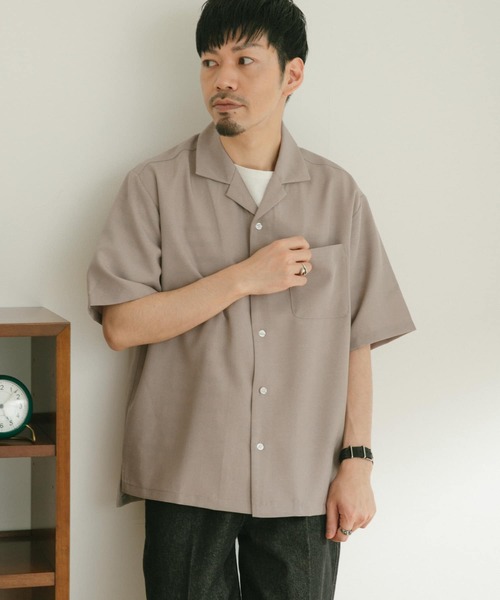 ITEMS URBANRESEARCH（アイテムズ アーバンリサーチ）の「イージーケア オープンカラー半袖トロシャツ（シャツ/ブラウス・メンズ・チャコールグレー/ダークブラウン/ベージュ/パープル・MEDIUM/LARGE）」の21枚目の写真