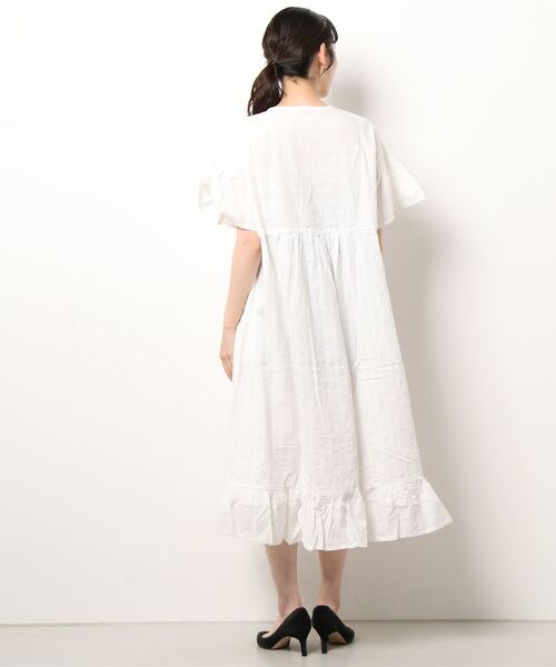 Samansa Mos2（サマンサ モスモス）の「ドビー切替レースワンピース（ワンピース・レディース・オフホワイト/キナリ/サックスブルー/ブラック・ﾌﾘ-）」の6枚目の写真